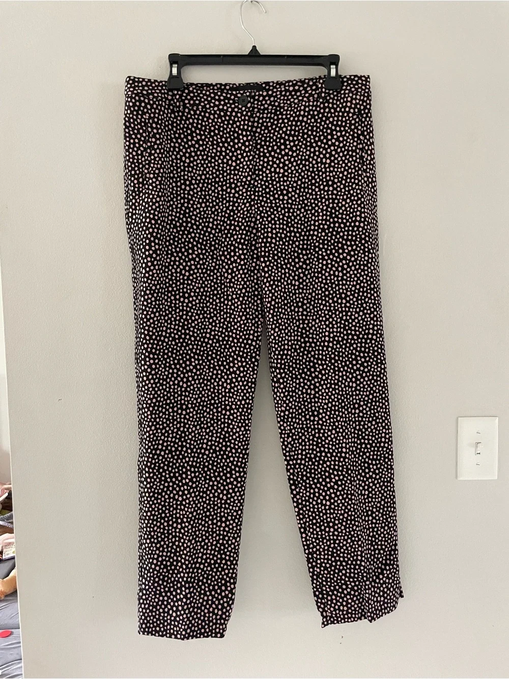 Talbots Black Pants with Pink Dot Print